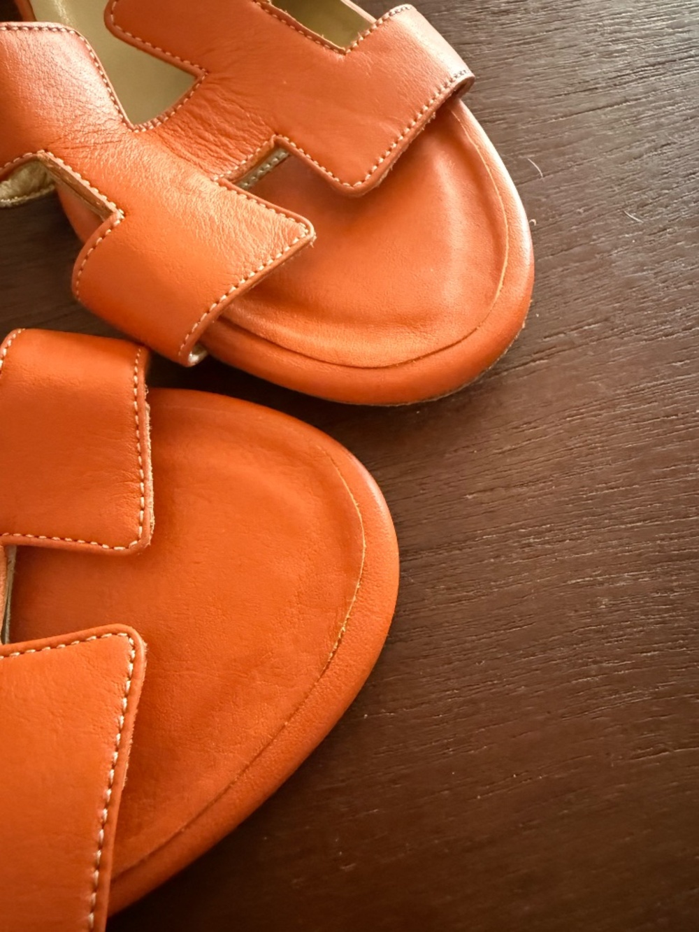 Hermès Oasis Orange Leather Block Heel Sandals – Size 38 (Excellent Condition) - Picture 11 of 11